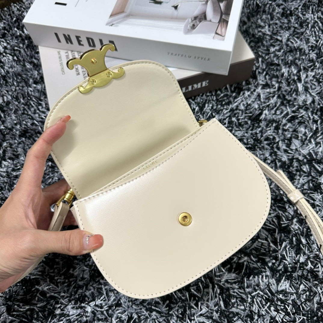 BESACE TRIPHOME 17 CUIR DE VEAU BLANC