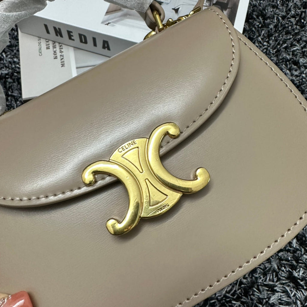 BESACE TRIPHOME 17 CUIR DE VEAU BEIGE CRÈME