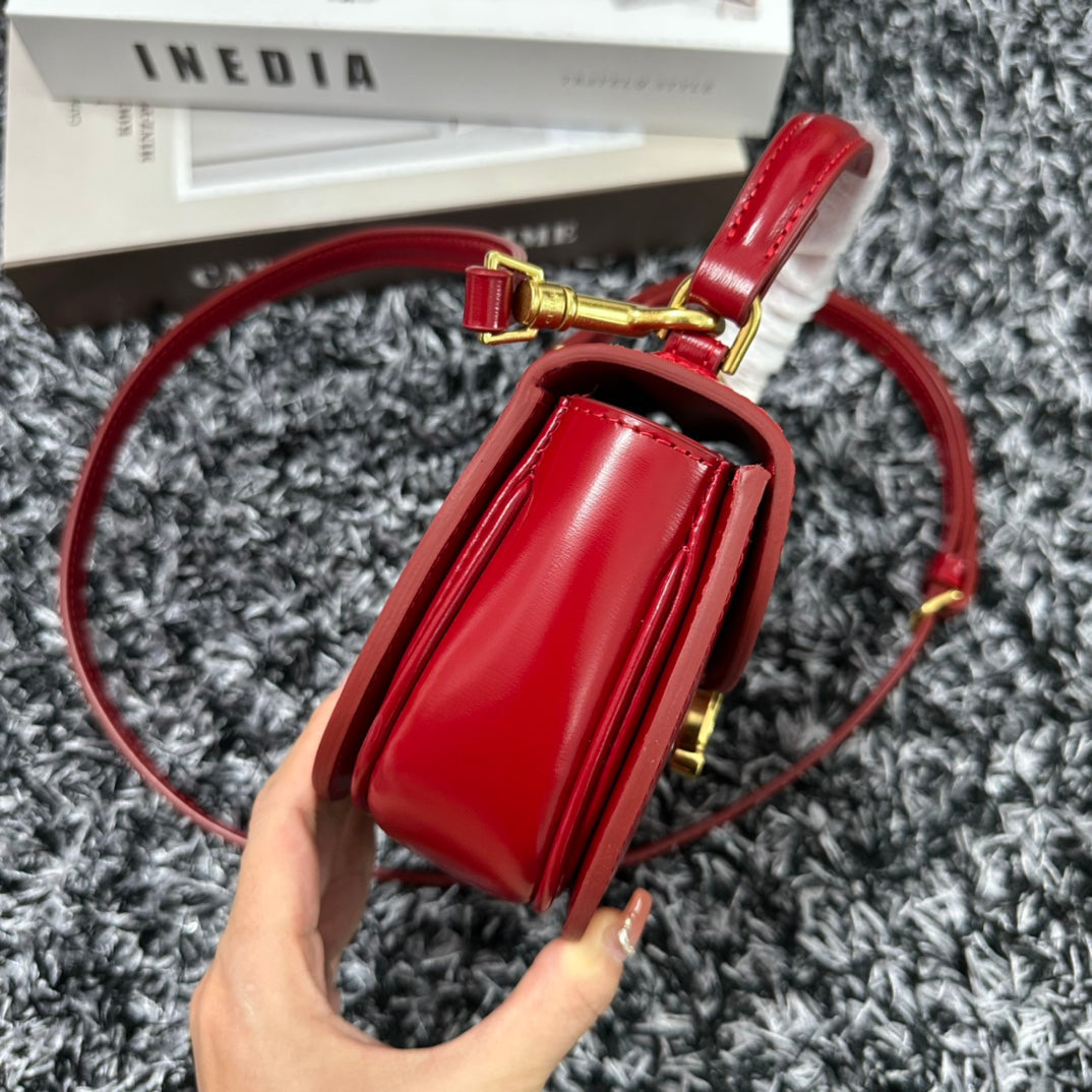 BESACE TRIPHOME 17 CUIR DE VEAU ROUGE CERISE