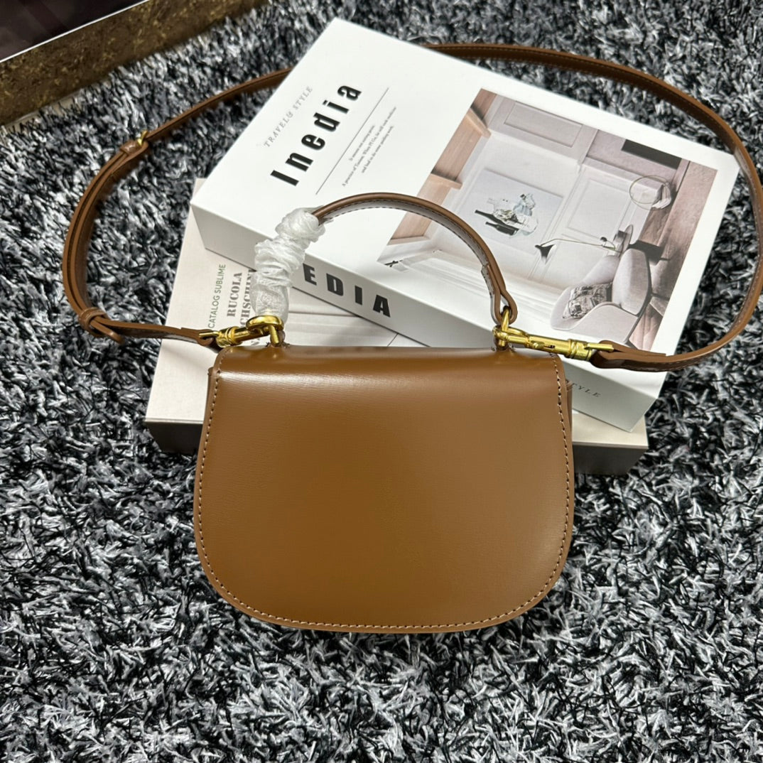 BESACE TRIPHOME 17 CUIR DE VEAU MARRON CARAMEL