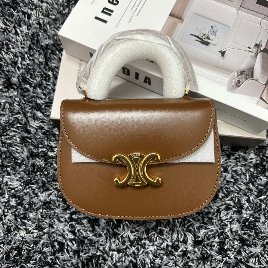 BESACE TRIPHOME 17 CUIR DE VEAU MARRON CARAMEL
