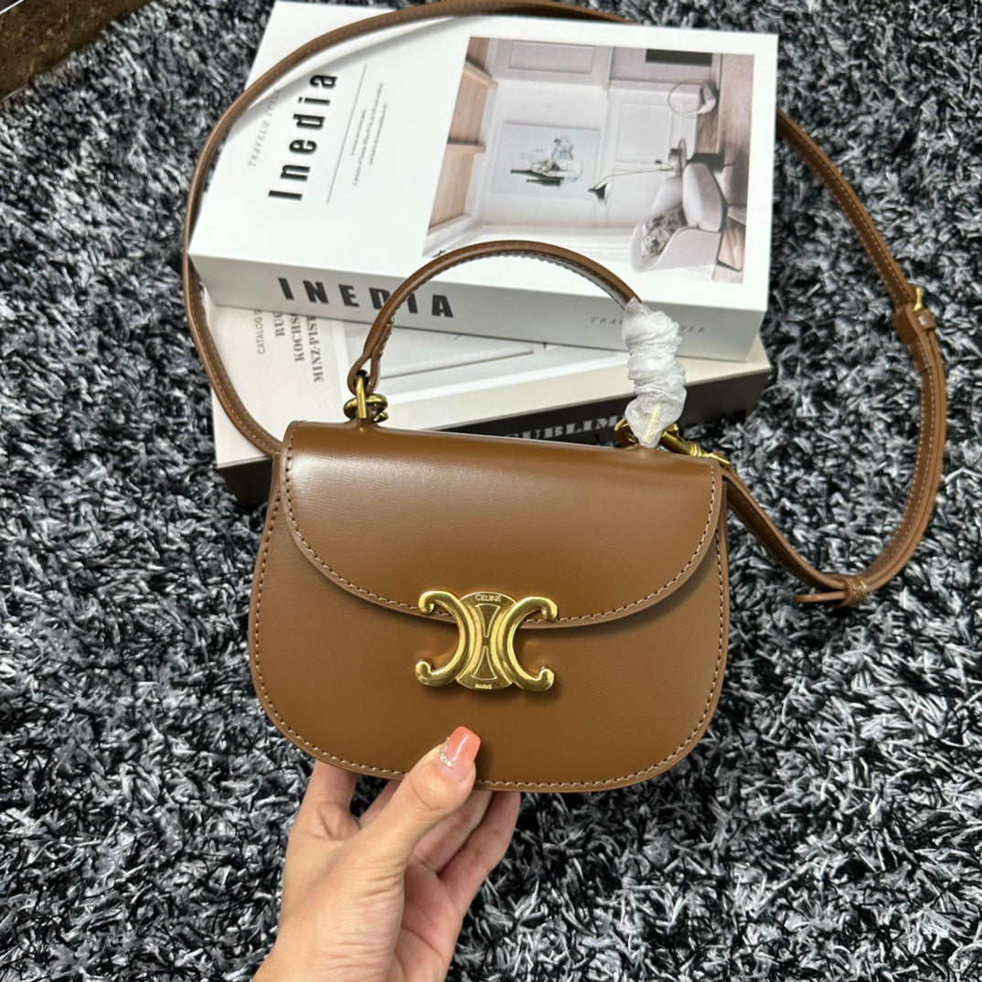 BESACE TRIPHOME 17 CUIR DE VEAU MARRON CARAMEL