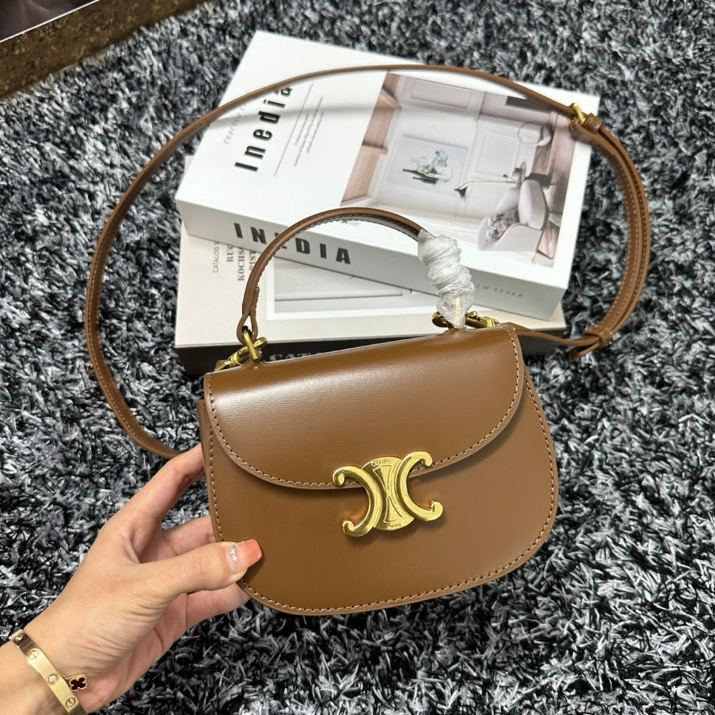 BESACE TRIPHOME 17 CUIR DE VEAU MARRON CARAMEL