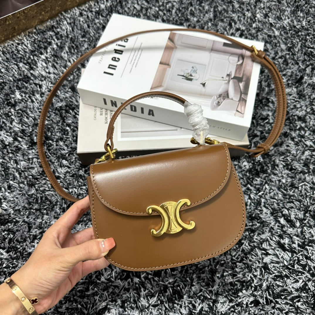 BESACE TRIPHOME 17 CUIR DE VEAU MARRON CARAMEL