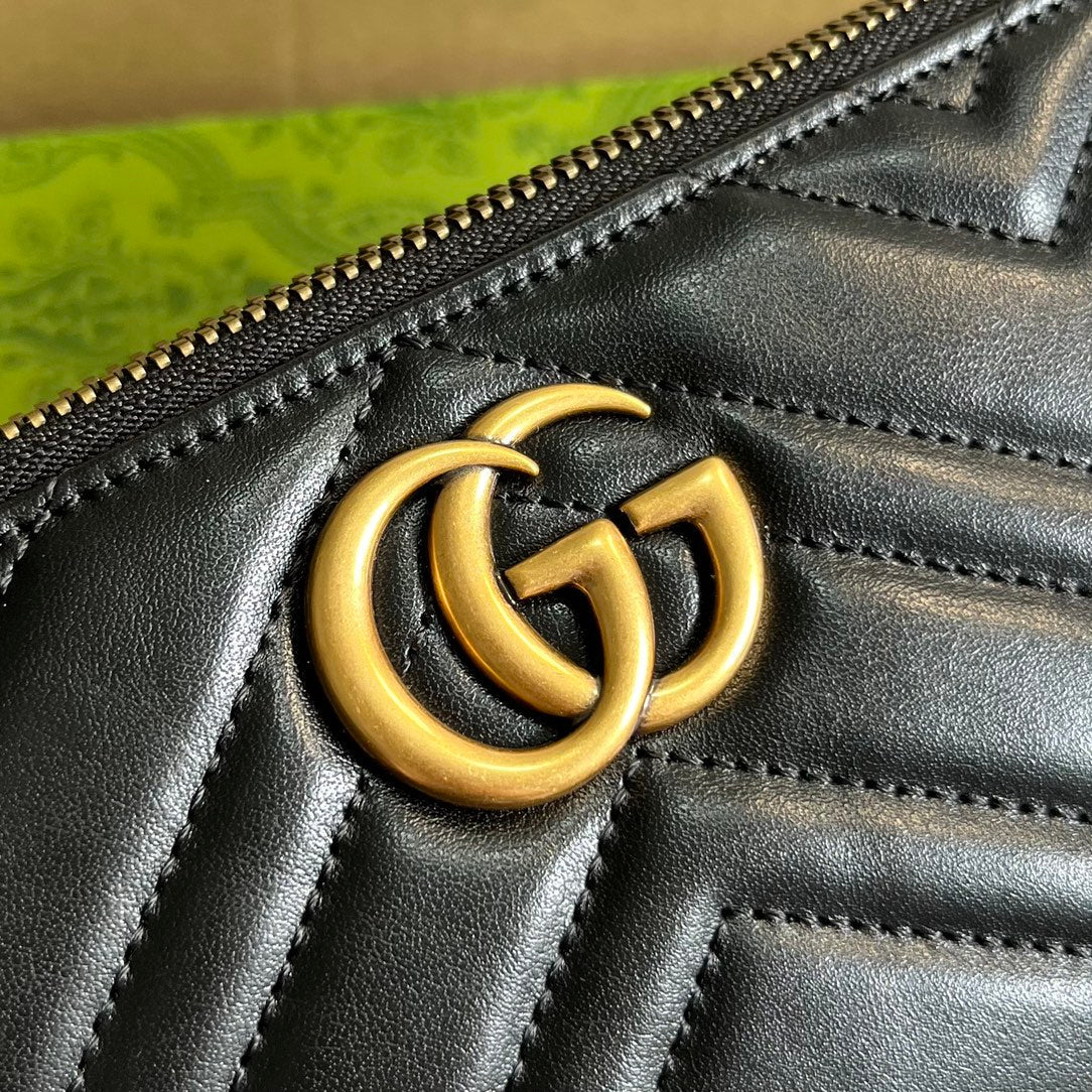 SAC À MAIN GG MARMONT SMALL 23 EN CUIR DE VEAU NOIR AVEC LOGO DORÉ