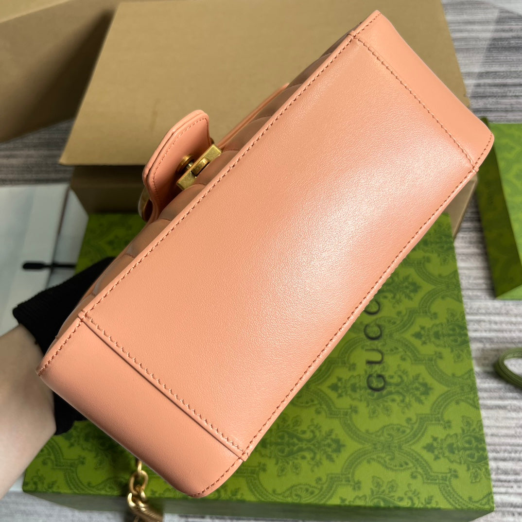 SAC CLASSIQUE GG MARMONT MINI 21 EN CUIR DE VEAU ROSE PÊCHE