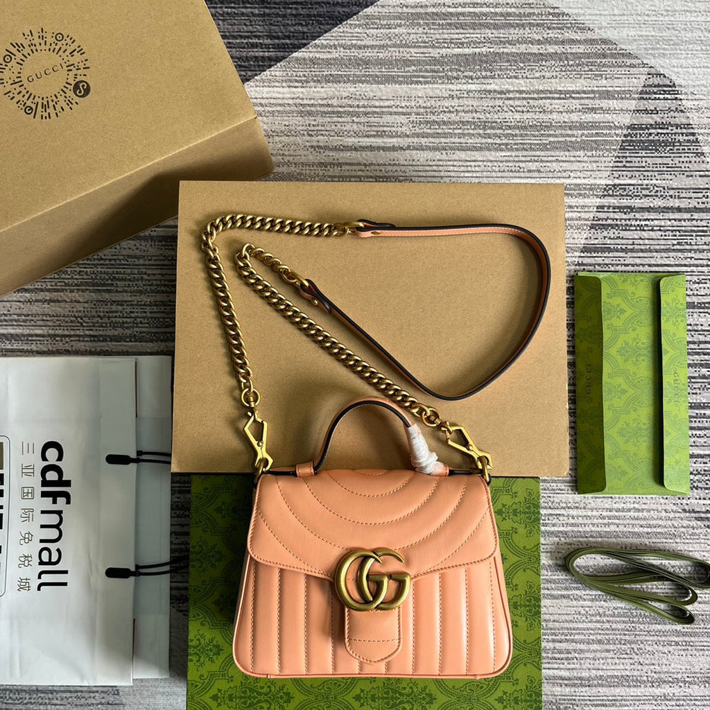 SAC CLASSIQUE GG MARMONT MINI 21 EN CUIR DE VEAU ROSE PÊCHE