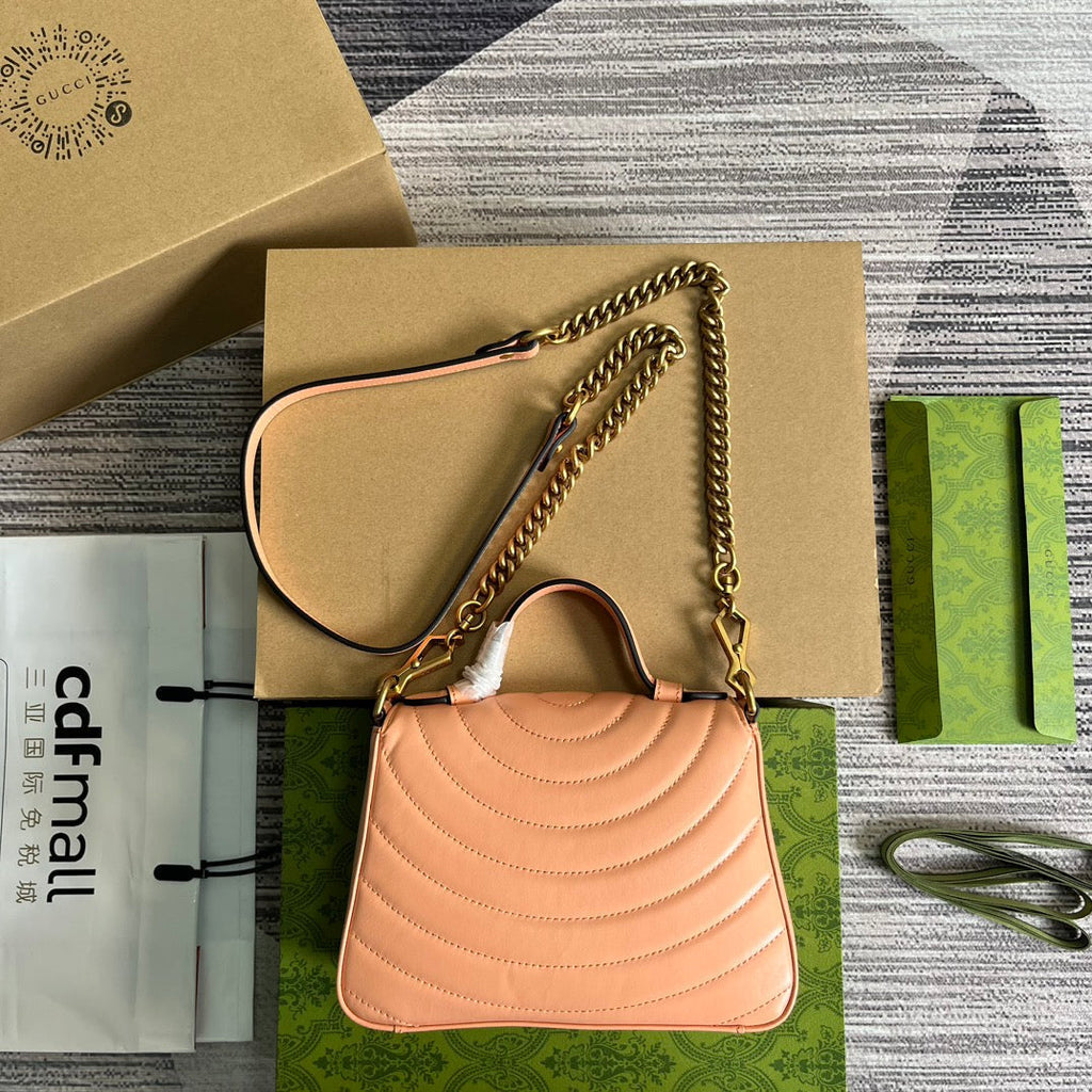 SAC CLASSIQUE GG MARMONT MINI 21 EN CUIR DE VEAU ROSE PÊCHE