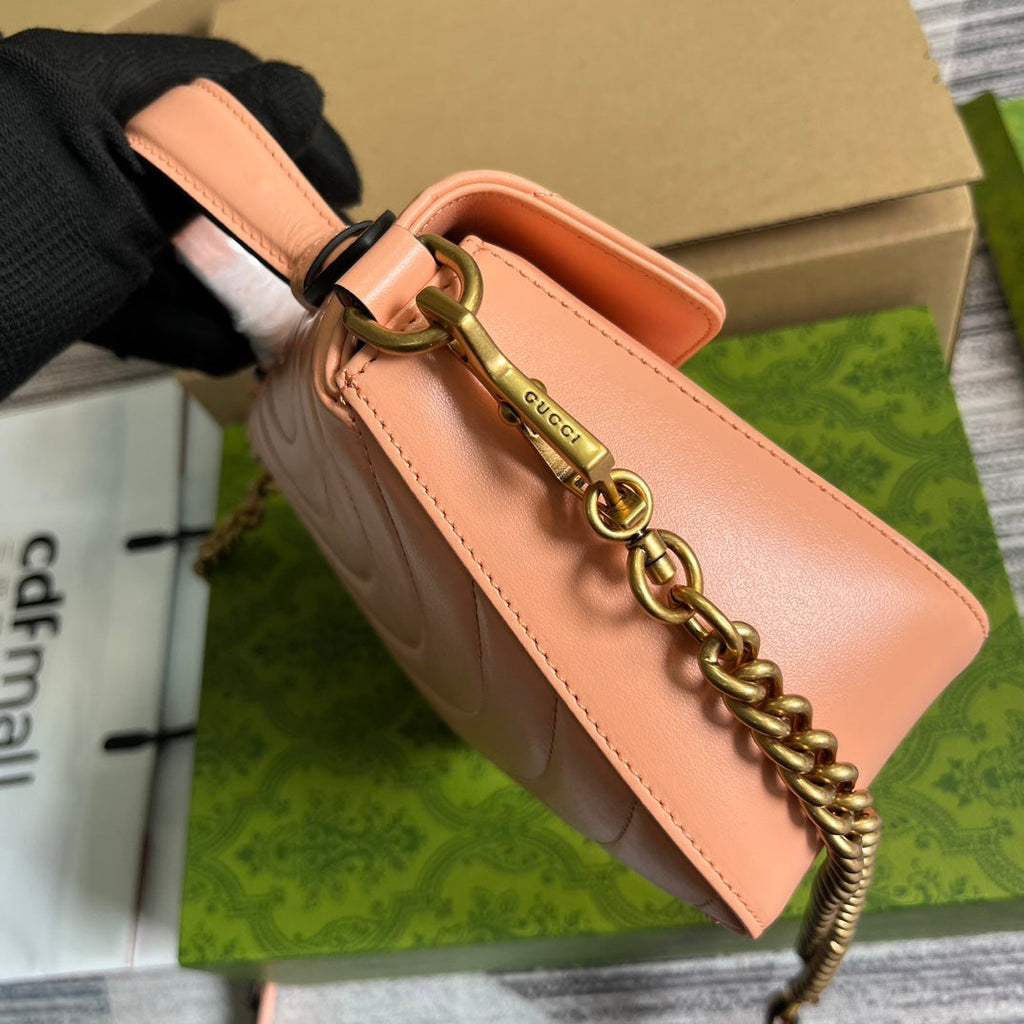 SAC CLASSIQUE GG MARMONT MINI 21 EN CUIR DE VEAU ROSE PÊCHE