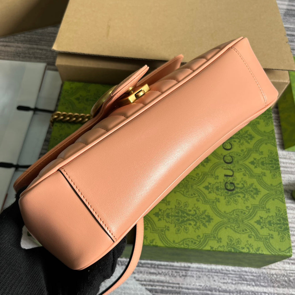 SAC CLASSIQUE GG MARMONT 26 EN CUIR DE VEAU ROSE PÊCHE