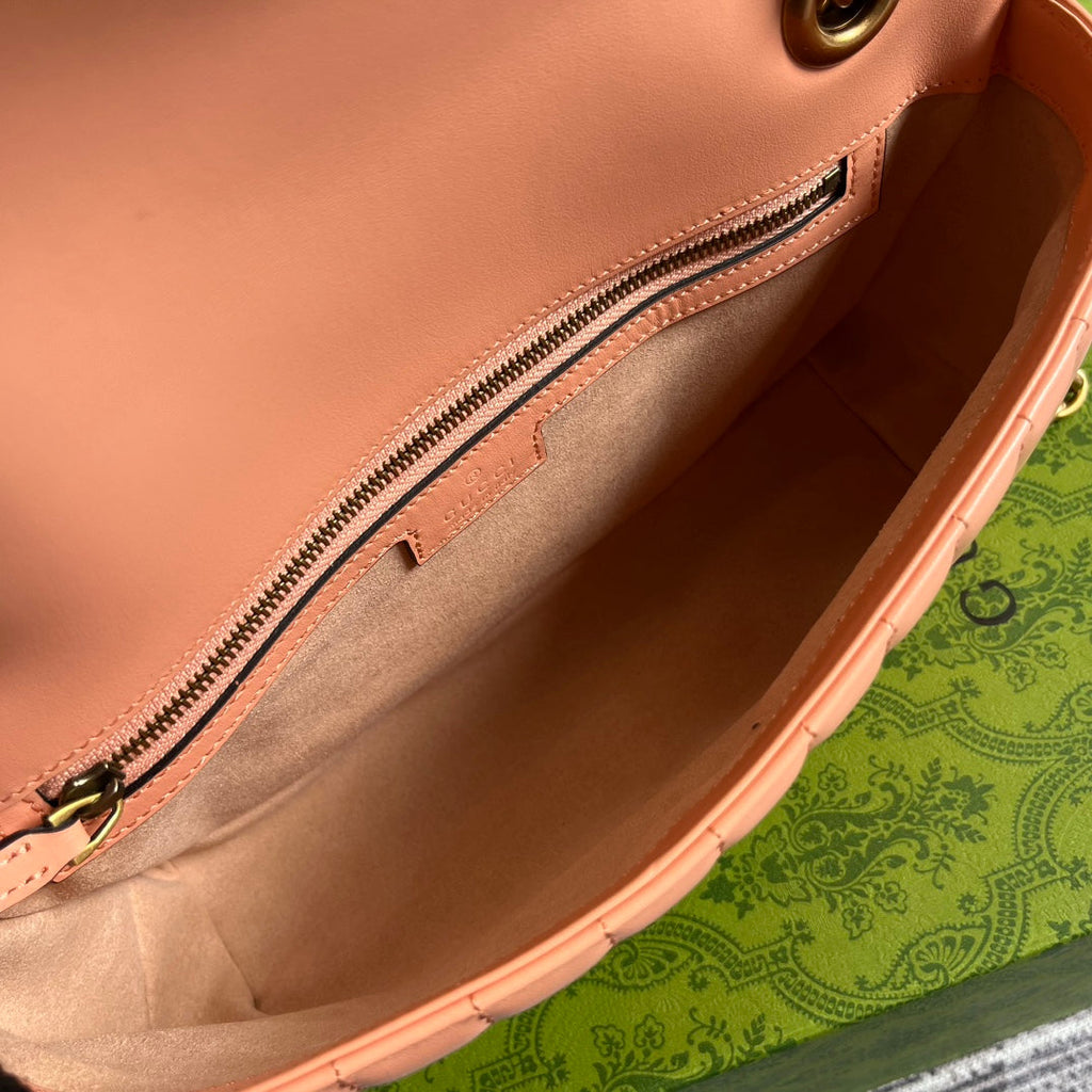 SAC CLASSIQUE GG MARMONT 26 EN CUIR DE VEAU ROSE PÊCHE