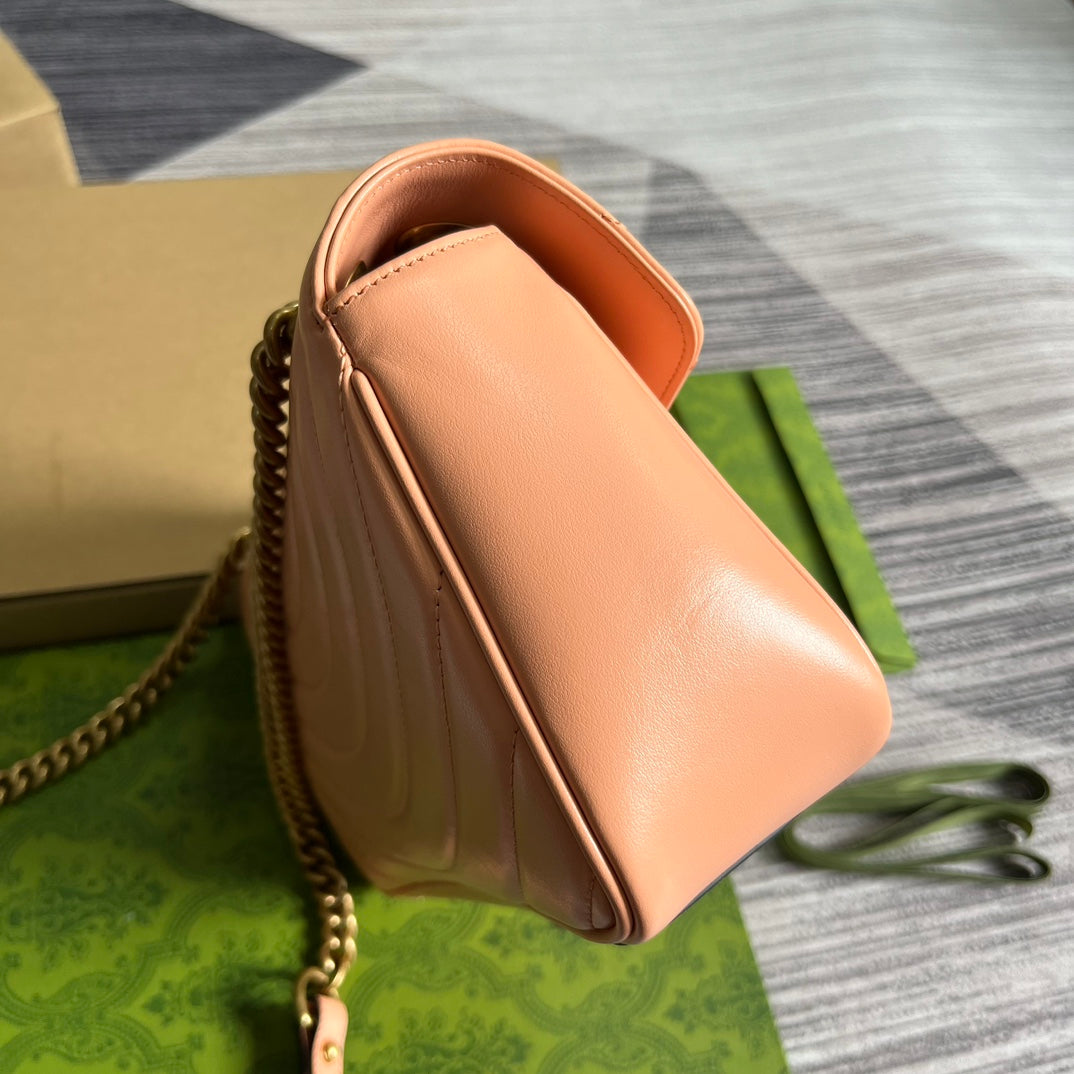 SAC CLASSIQUE GG MARMONT 26 EN CUIR DE VEAU ROSE PÊCHE