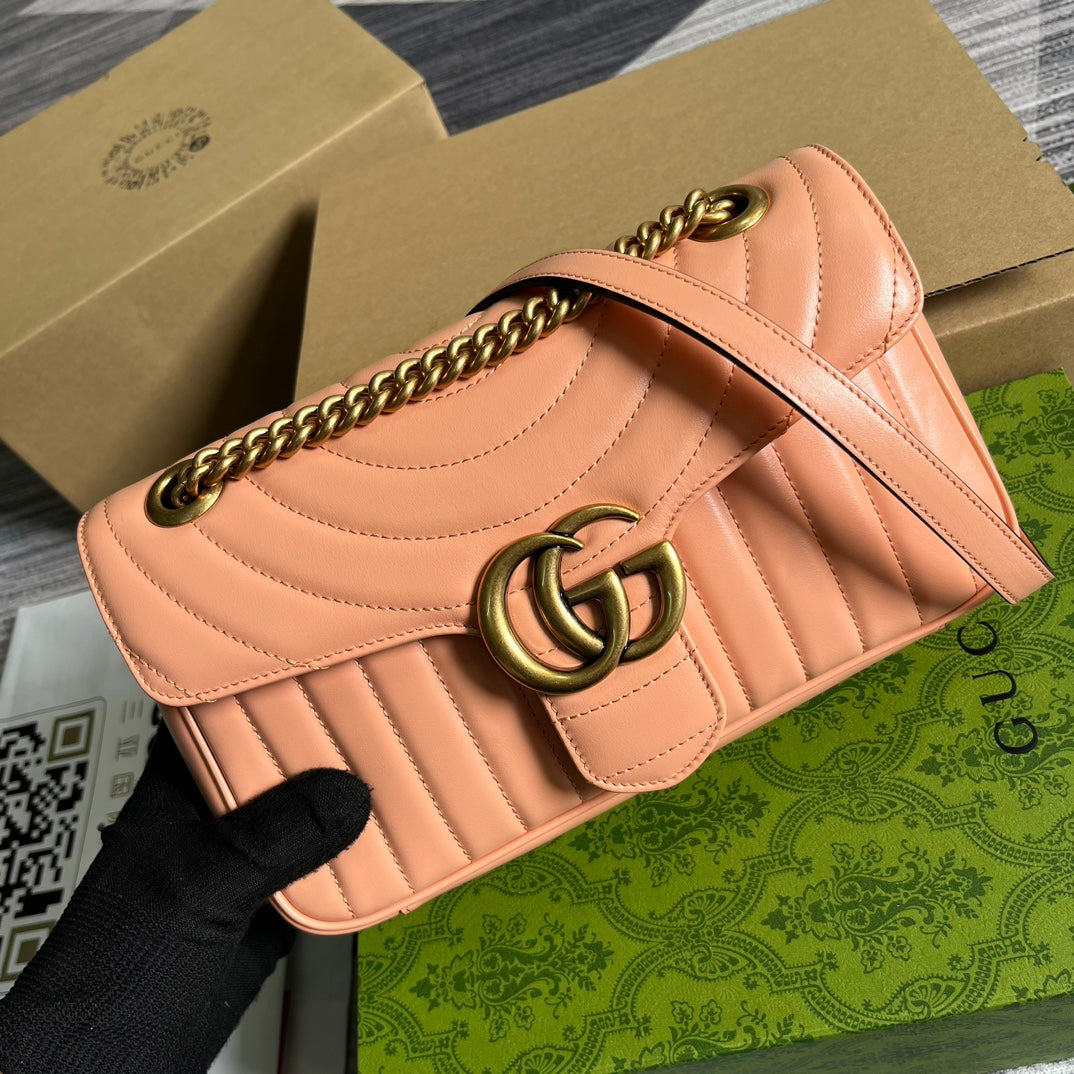 SAC CLASSIQUE GG MARMONT 26 EN CUIR DE VEAU ROSE PÊCHE