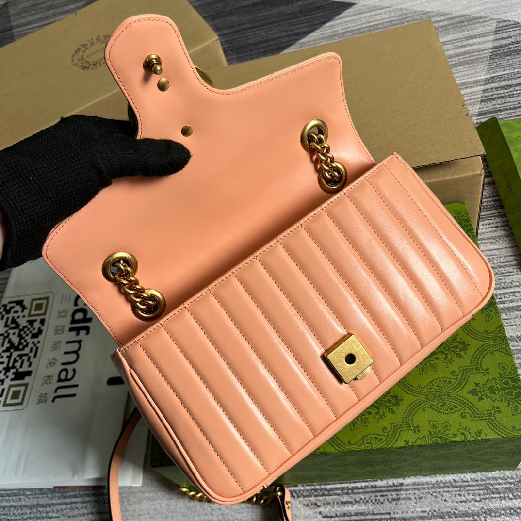 SAC CLASSIQUE GG MARMONT 26 EN CUIR DE VEAU ROSE PÊCHE