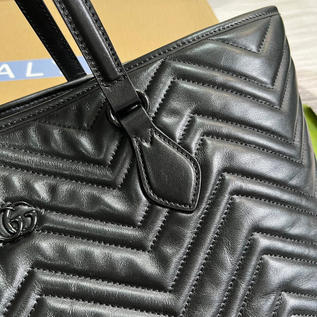 Grand sac fourre-tout GG MARMONT 38 en cuir de veau noir