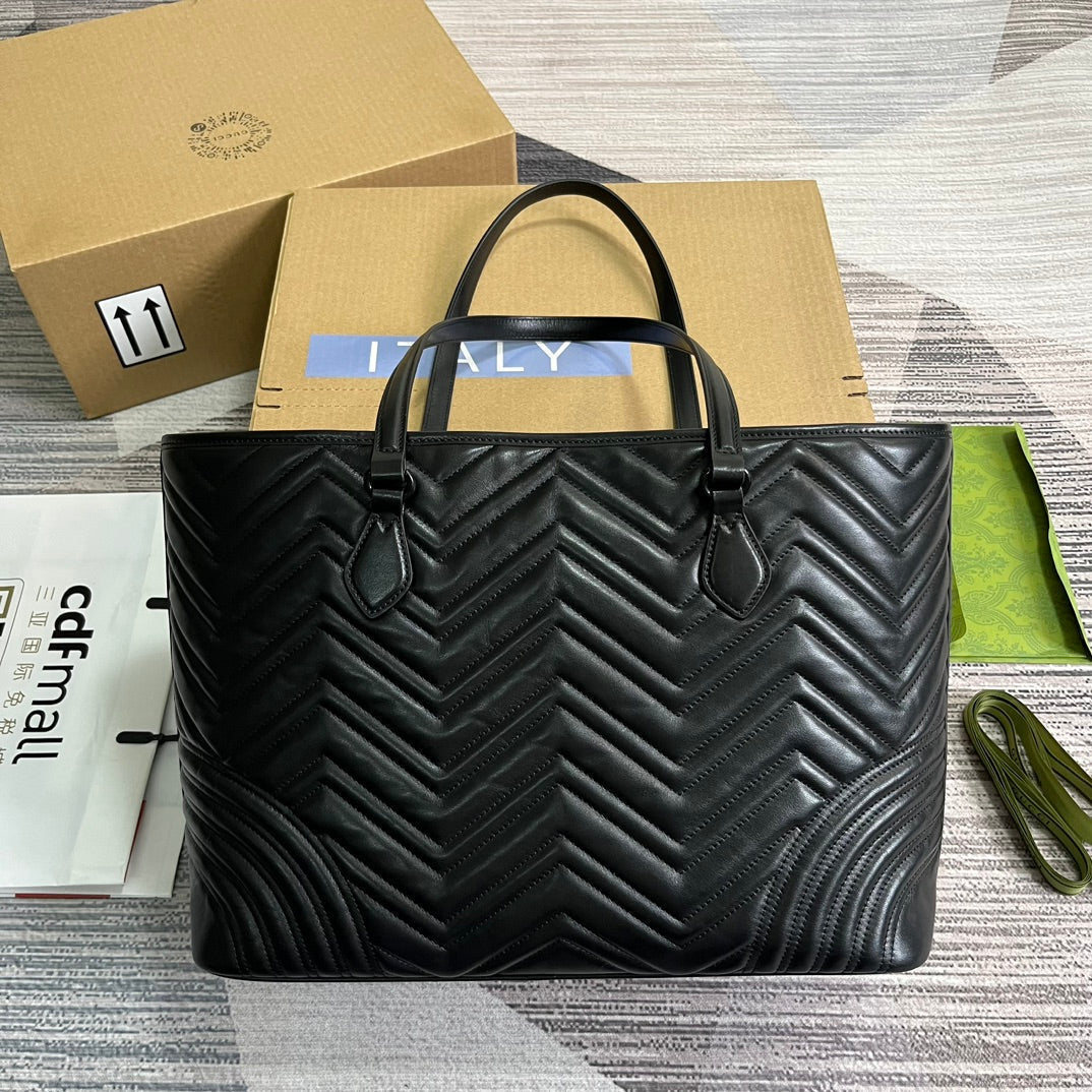 Grand sac fourre-tout GG MARMONT 38 en cuir de veau noir