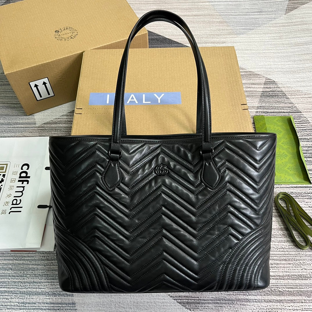 Grand sac fourre-tout GG MARMONT 38 en cuir de veau noir