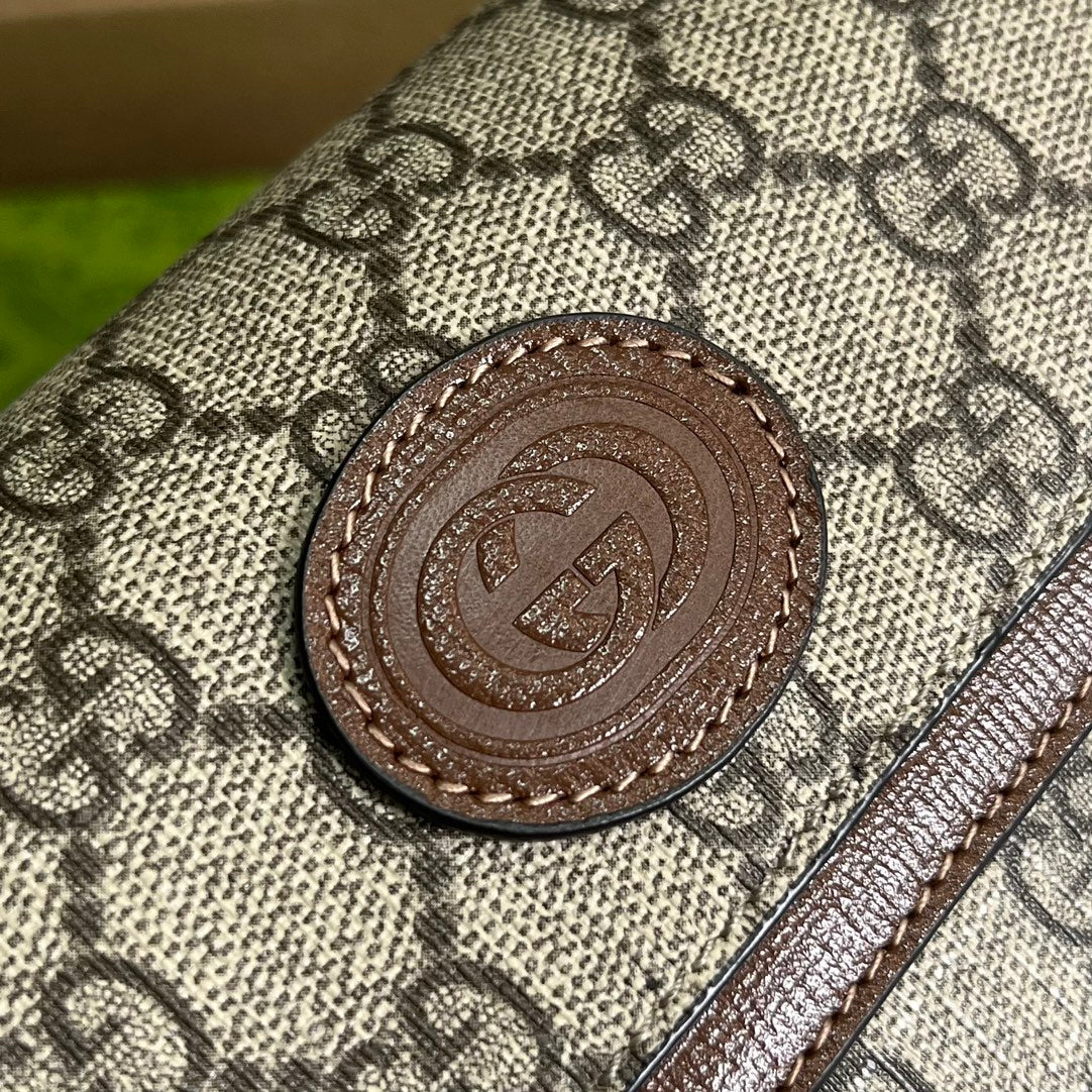 SAC À MAIN GG MINI 13 EN TOILE BEIGE ET CUIR DE VEAU MARRON
