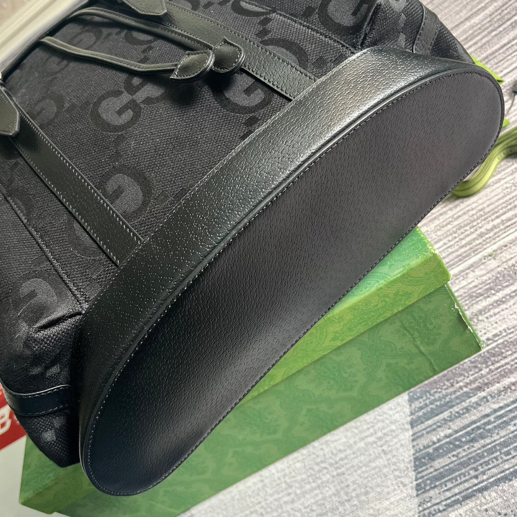 SAC À DOS GG OPHIDIA LARGE 42 EN TOILE NOIRE ET CUIR DE VEAU
