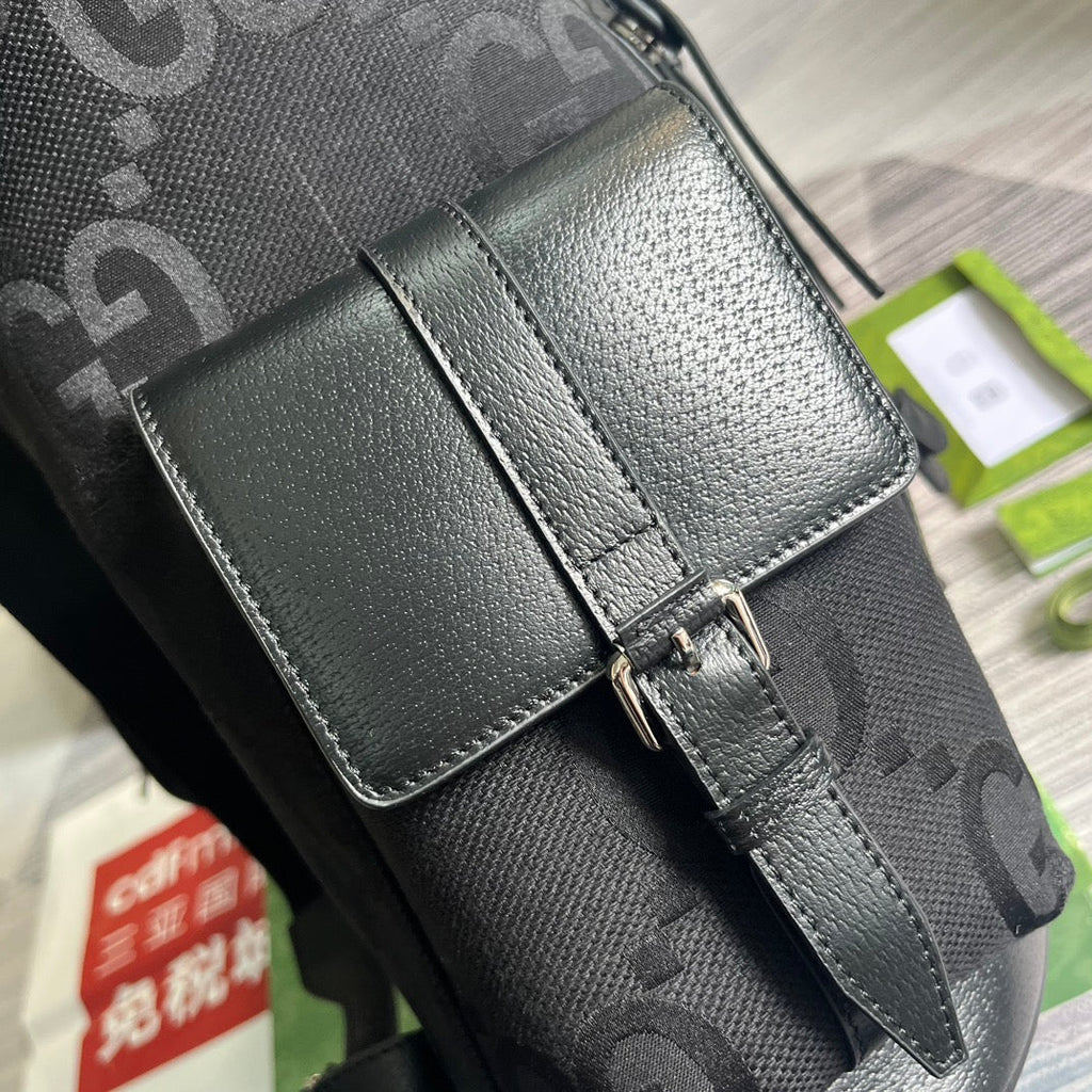 SAC À DOS GG OPHIDIA LARGE 42 EN TOILE NOIRE ET CUIR DE VEAU