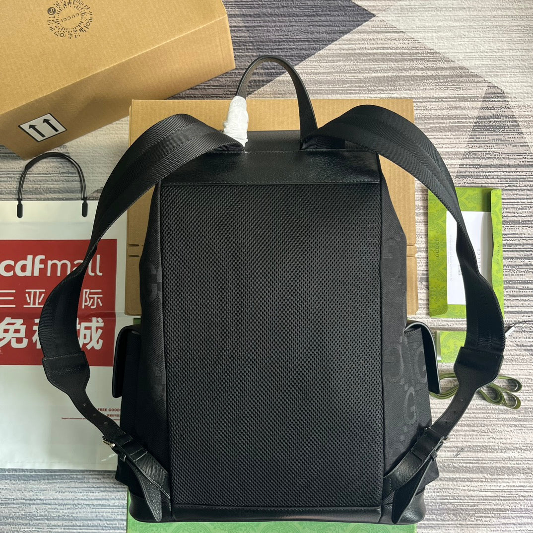 SAC À DOS GG OPHIDIA LARGE 42 EN TOILE NOIRE ET CUIR DE VEAU