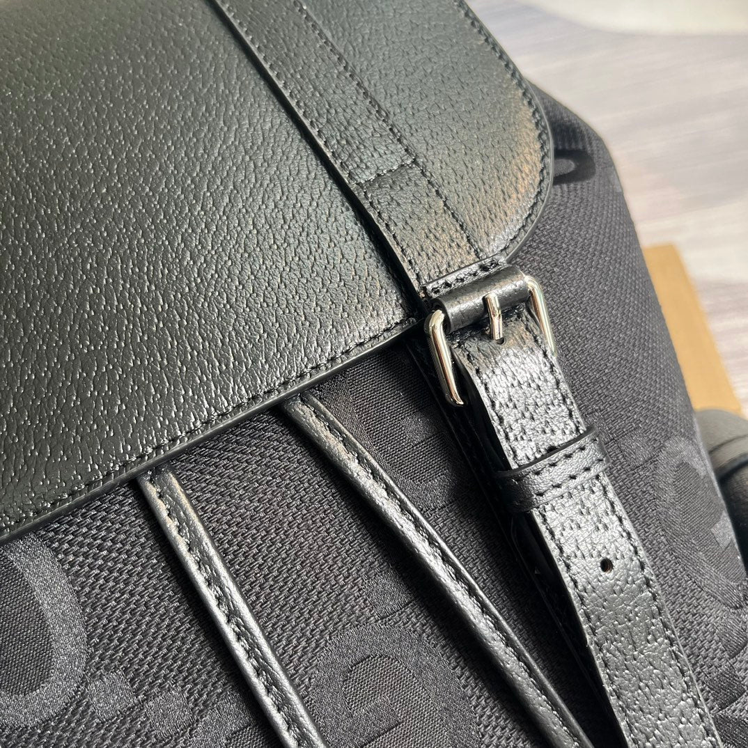 SAC À DOS GG OPHIDIA LARGE 42 EN TOILE NOIRE ET CUIR DE VEAU