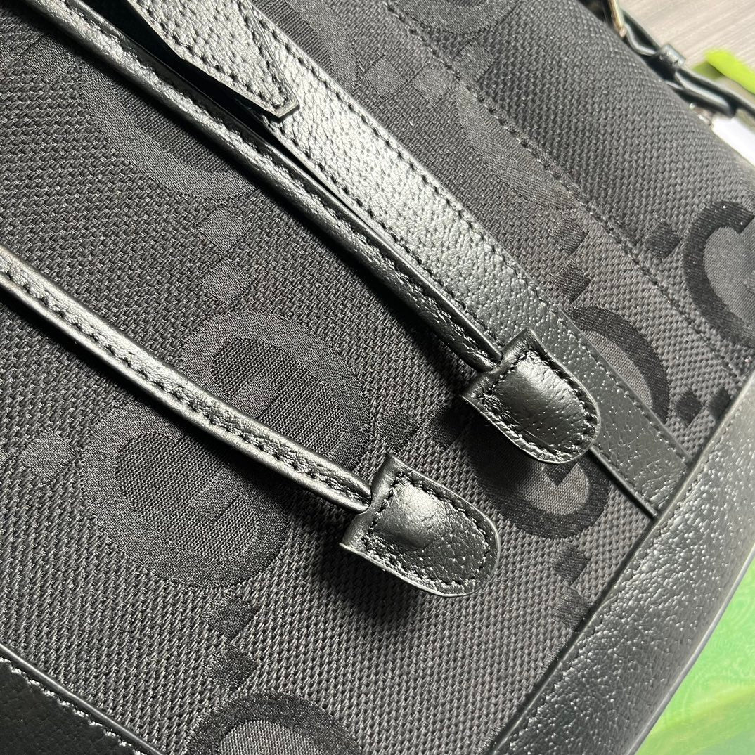 SAC À DOS GG OPHIDIA LARGE 42 EN TOILE NOIRE ET CUIR DE VEAU