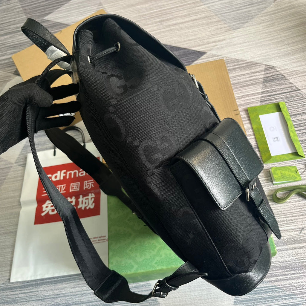 SAC À DOS GG OPHIDIA LARGE 42 EN TOILE NOIRE ET CUIR DE VEAU