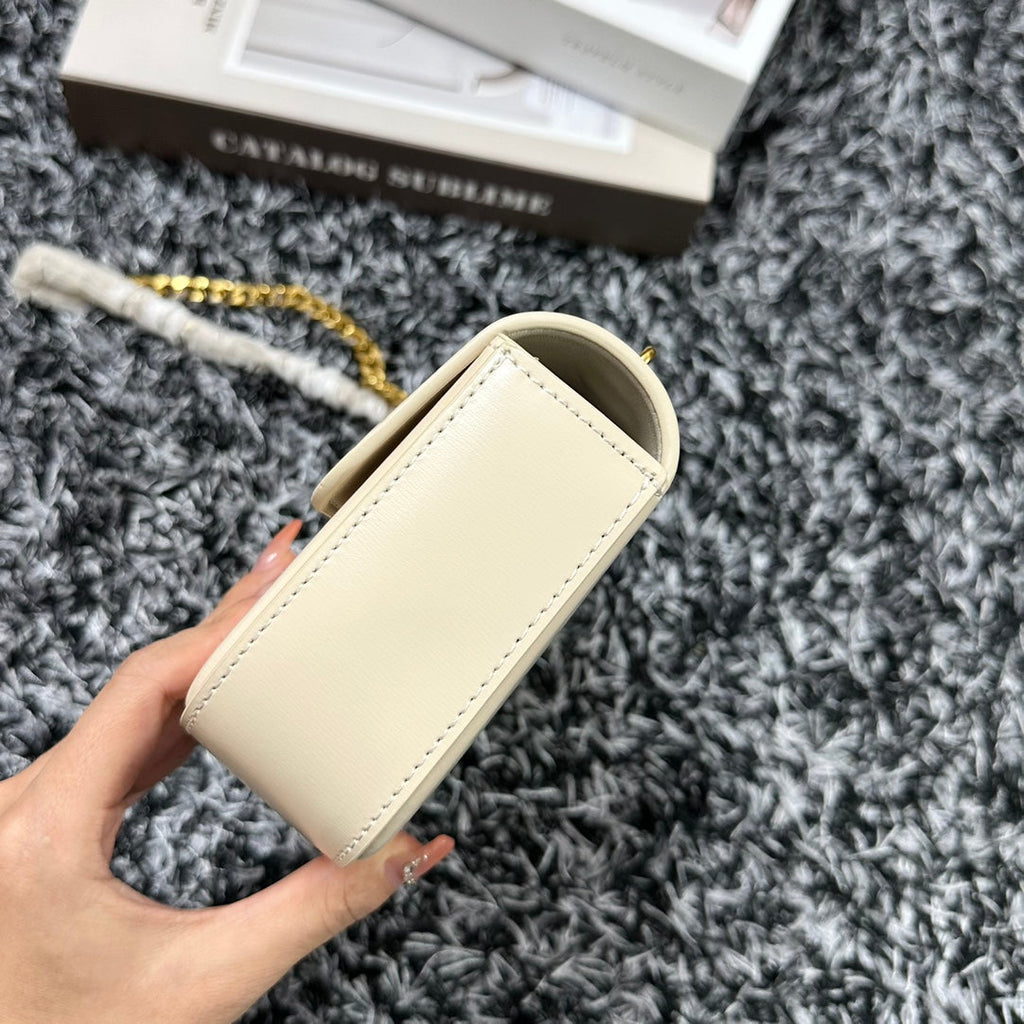 TRIPHOME 20 SAC À BANDOULIÈRE EN CUIR DE VACHE BLANC AVEC CHAÎNE