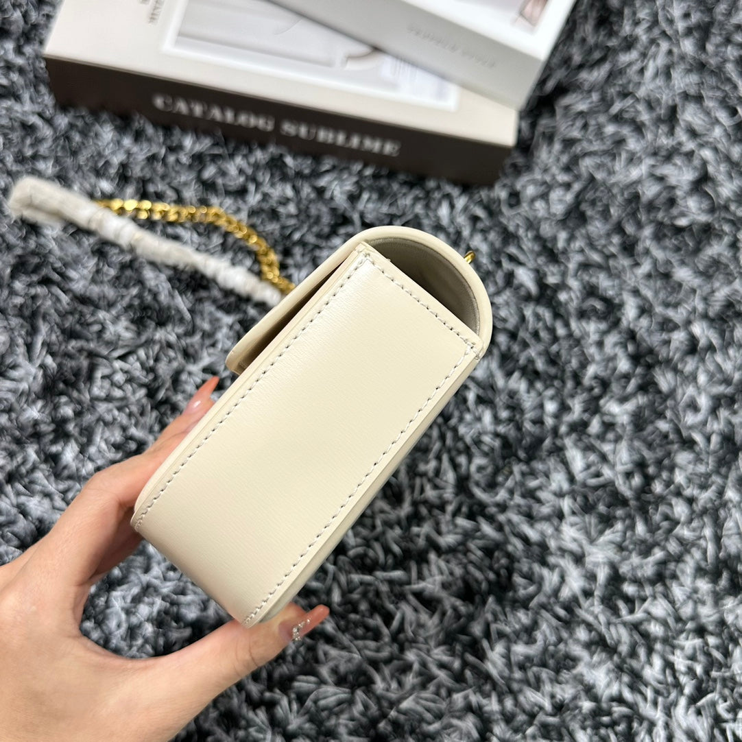 TRIPHOME 20 SAC À BANDOULIÈRE EN CUIR DE VACHE BLANC AVEC CHAÎNE