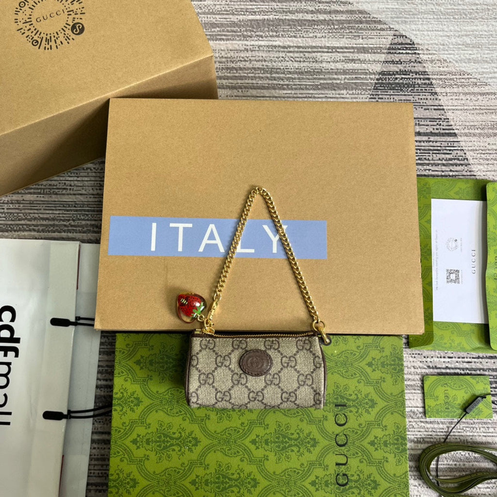 SAC SEAU GG MINI 12 EN TOILE BEIGE