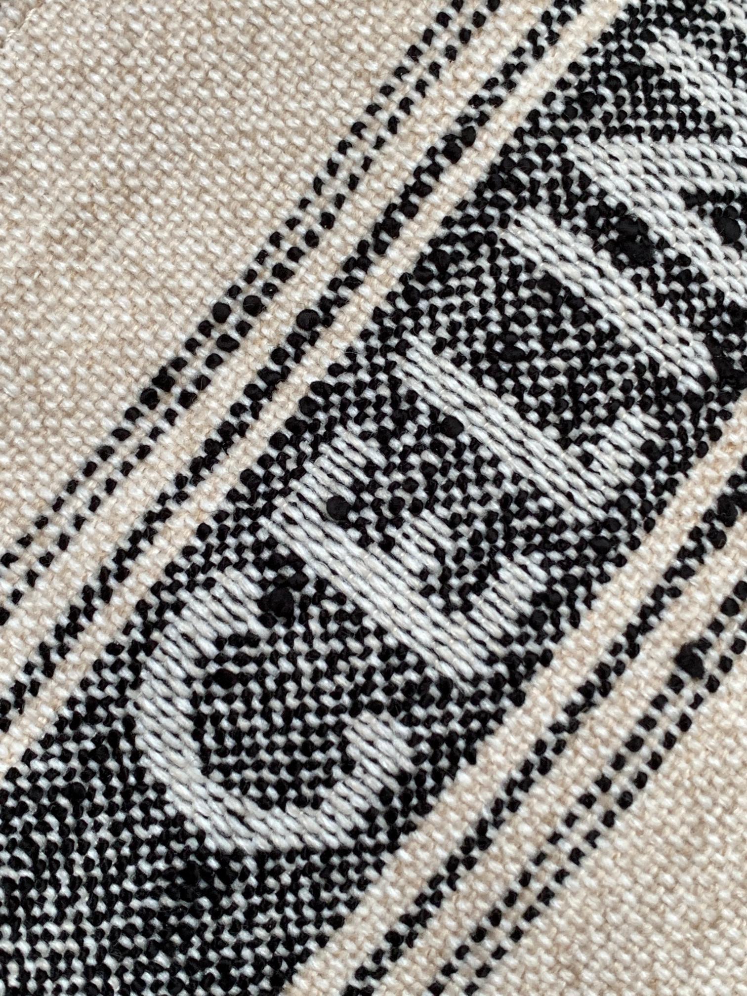 PETIT CABAS THAI 26 TEXTILE RAYÉ NOIR CRÈME