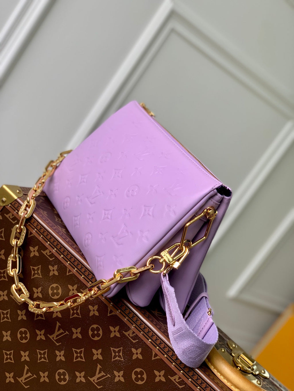 COUSSIN PM 26CM PURPLE MONOGRAM EMPREINTE CALFSKIN