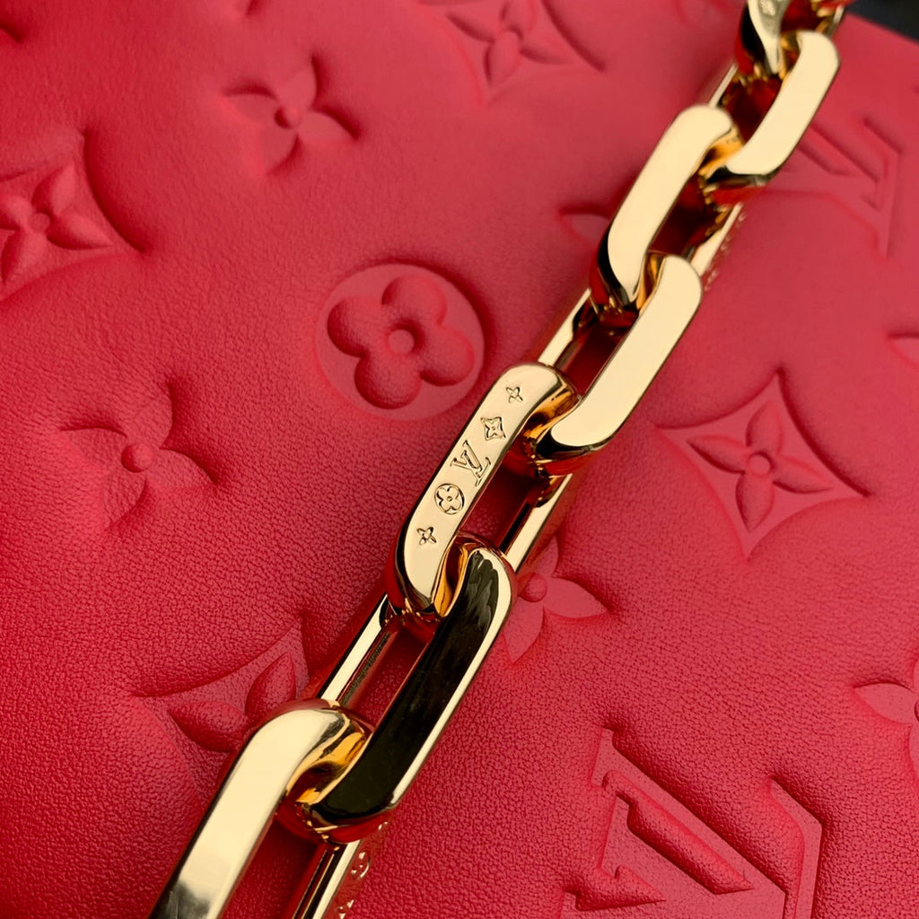 COUSSIN PM 26CM RED MONOGRAM EMPREINTE CALFSKIN