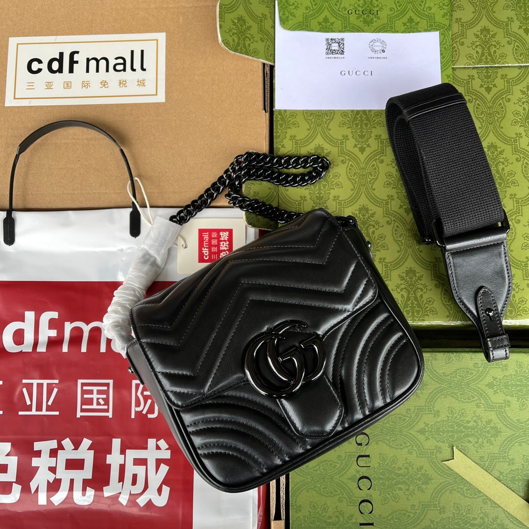 GG MARMONT MINI 18CM EN CUIR DE VEAU TOUT NOIR