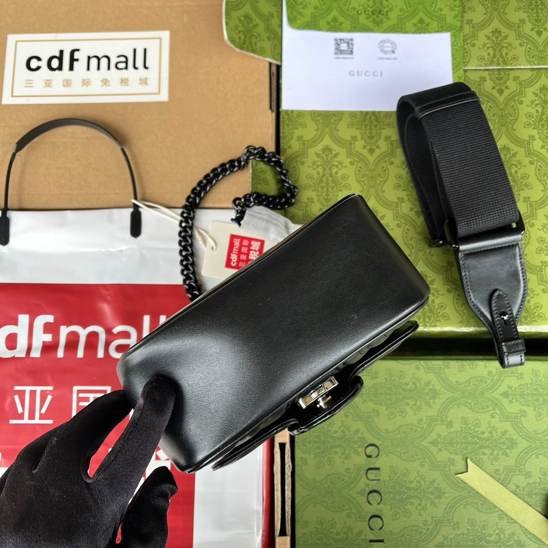 GG MARMONT MINI 18CM EN CUIR DE VEAU TOUT NOIR