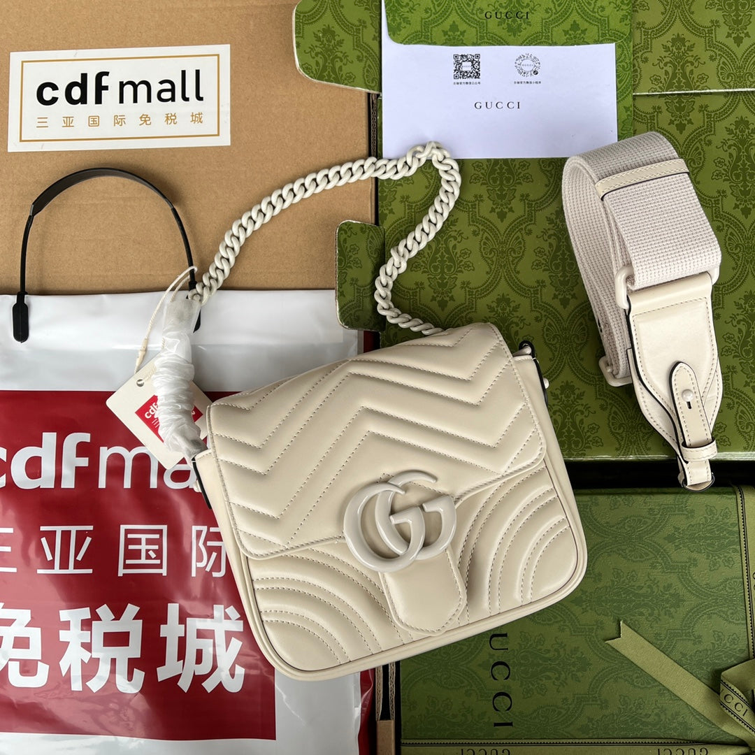 GG MARMONT MINI 18CM TOUT CUIR DE VEAU BLANC