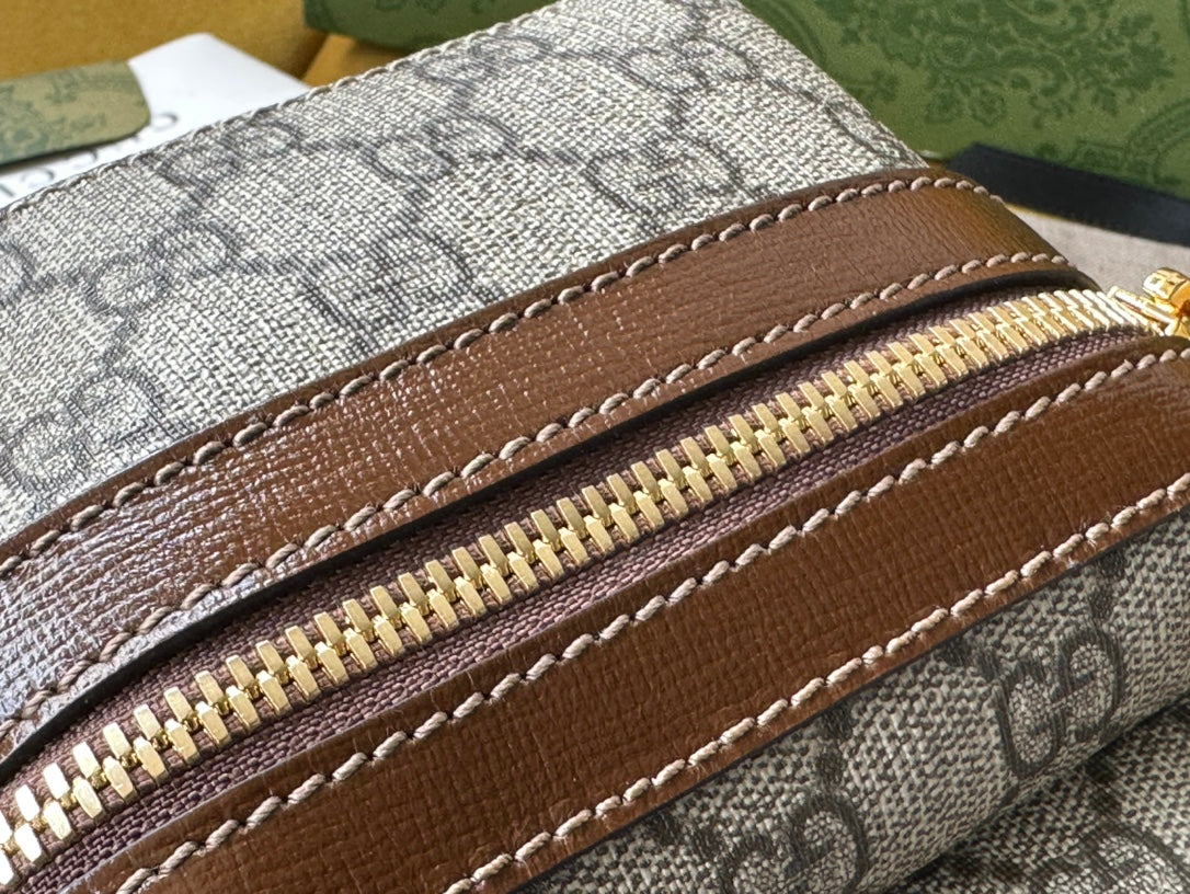 SAC À DOS GG MULTIFONCTION MINI 19 EN TOILE BEIGE ET MARRON