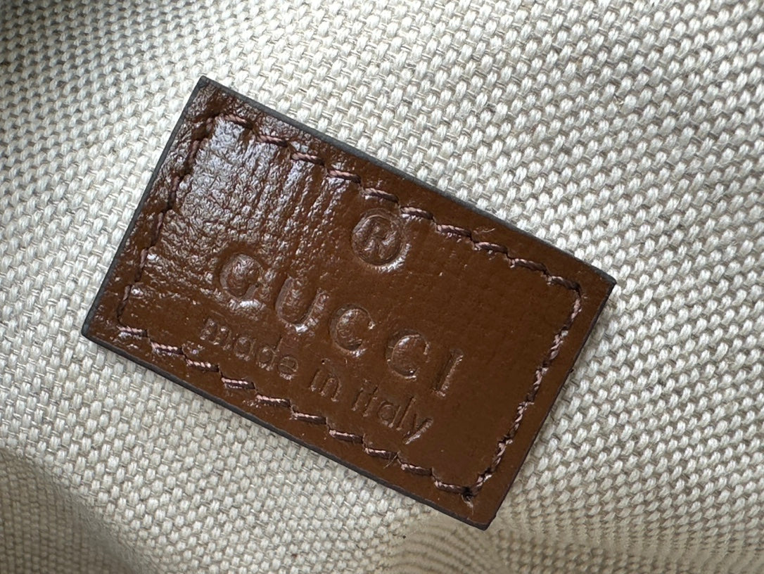 SAC À DOS GG MULTIFONCTION MINI 19 EN TOILE BEIGE ET MARRON