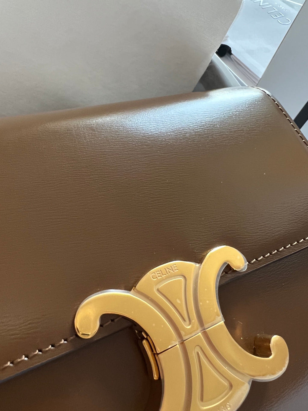 TEEN TRIOMPHE 18 CUIR DE VEAU MARRON FONCÉ ACIER DORÉ