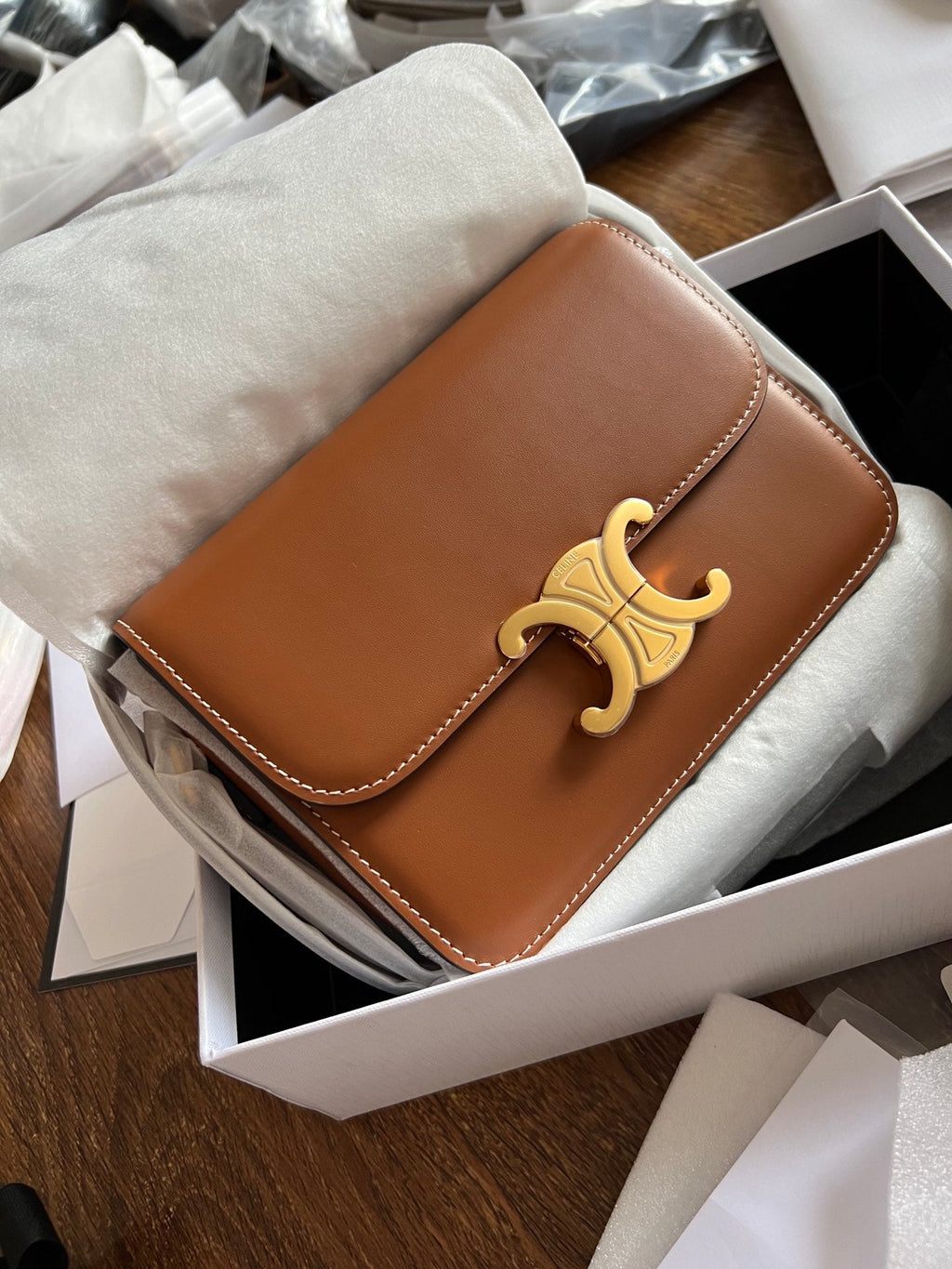 TEEN TRIOMPHE 18 CUIR DE VEAU MARRON ACIER DORÉ