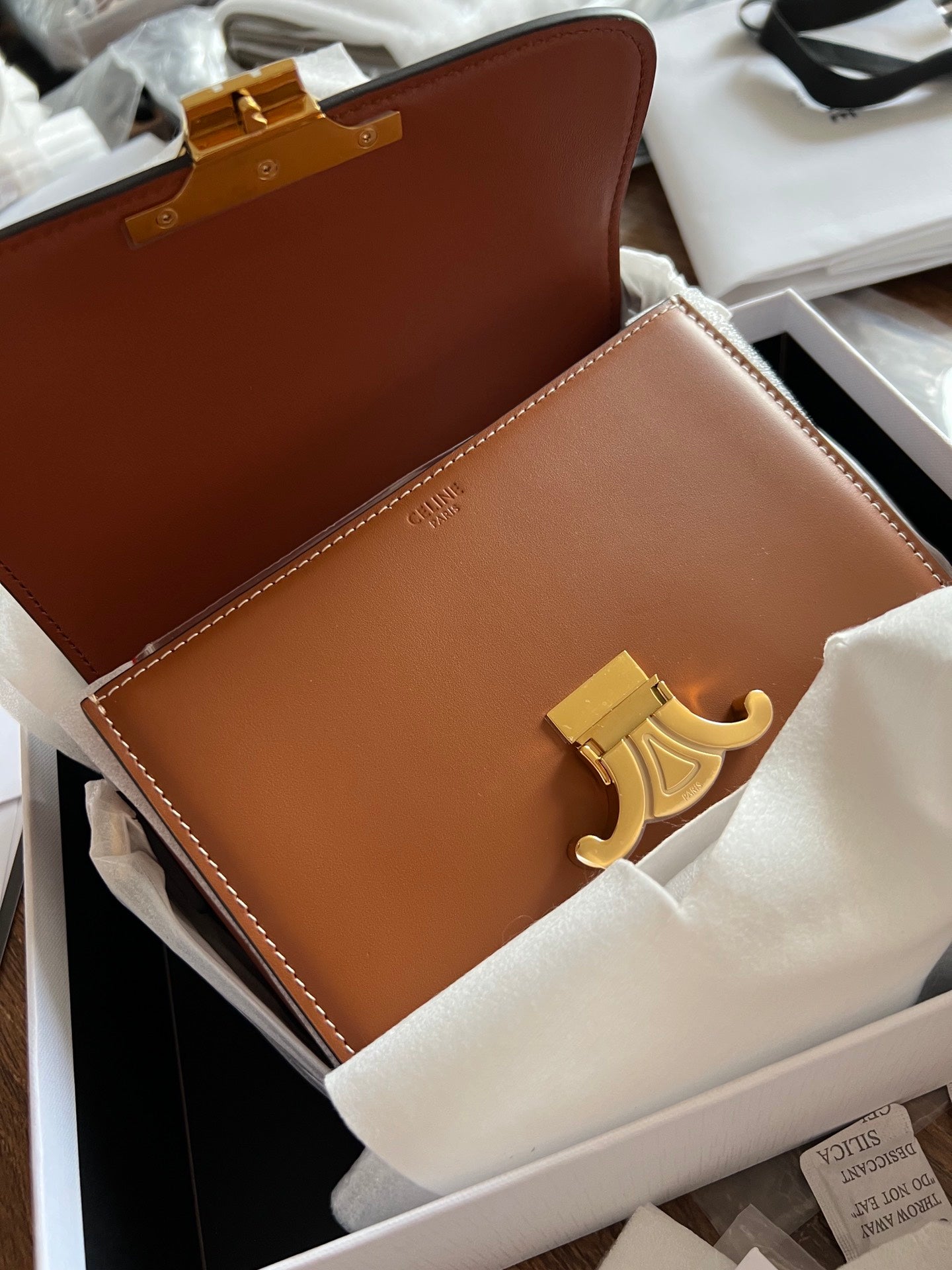 TEEN TRIOMPHE 18 CUIR DE VEAU MARRON ACIER DORÉ