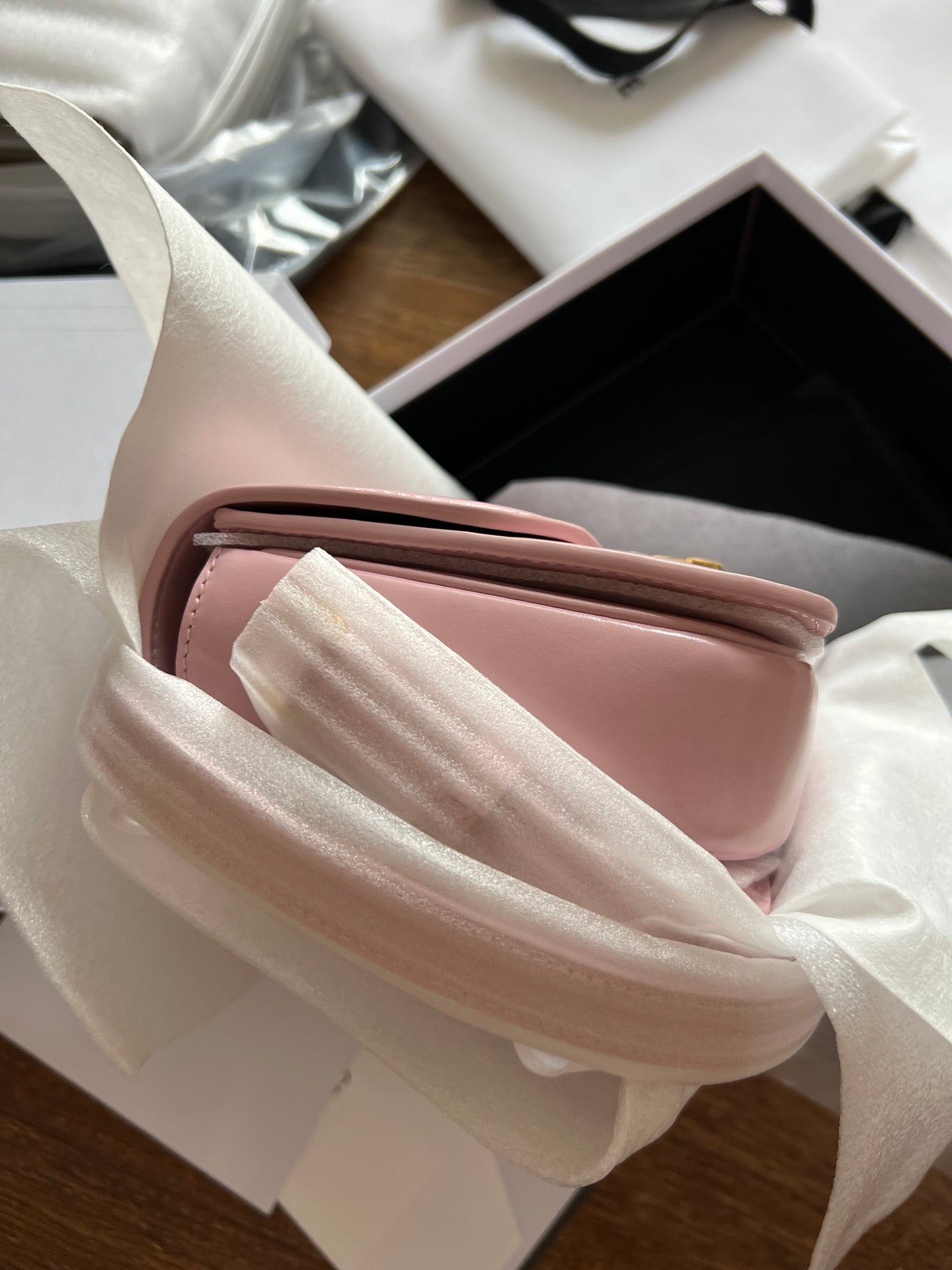TEEN TRIOMPHE 18 CUIR DE VEAU ROSE ACIER DORÉ