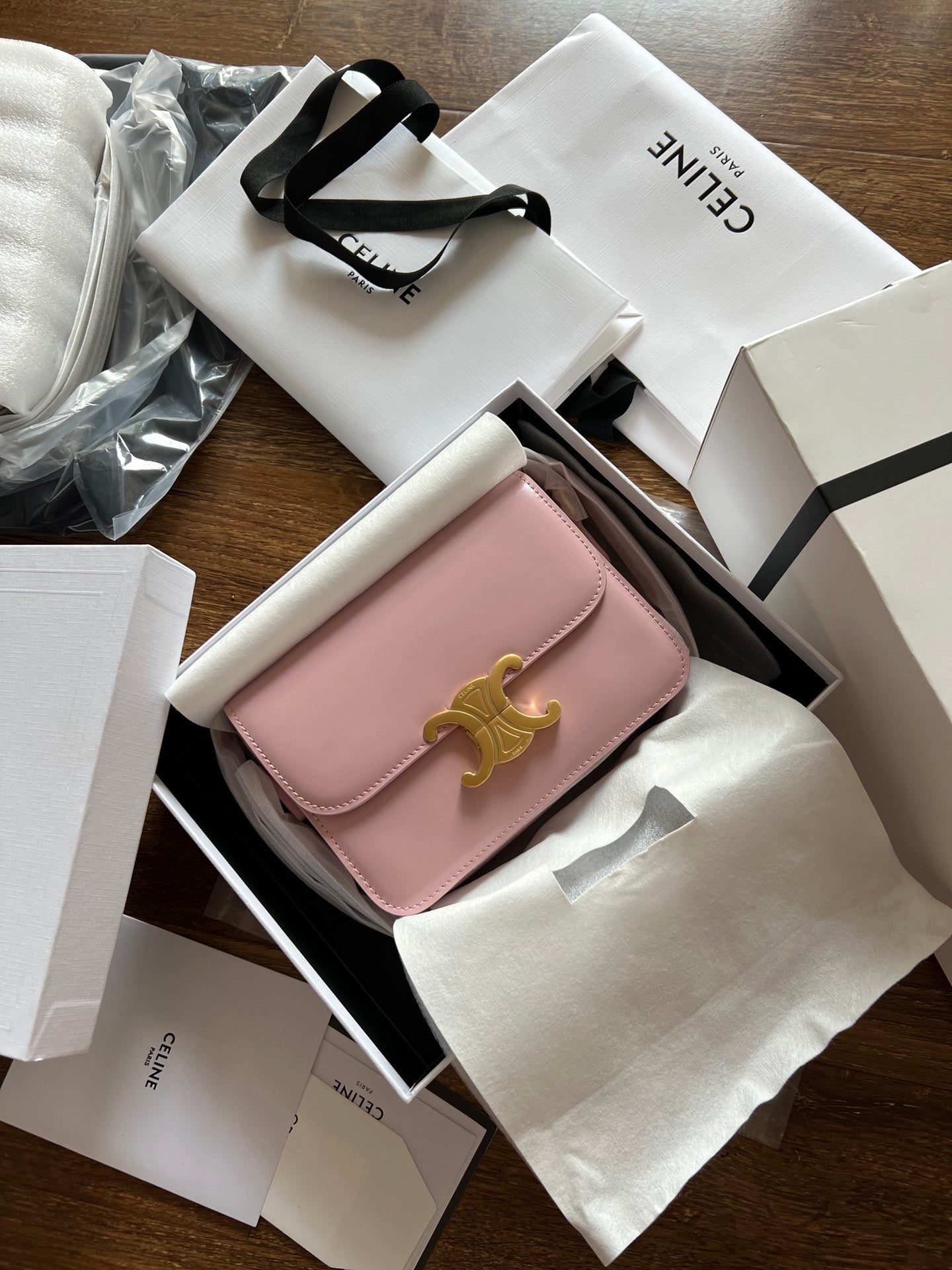 TEEN TRIOMPHE 18 CUIR DE VEAU ROSE ACIER DORÉ