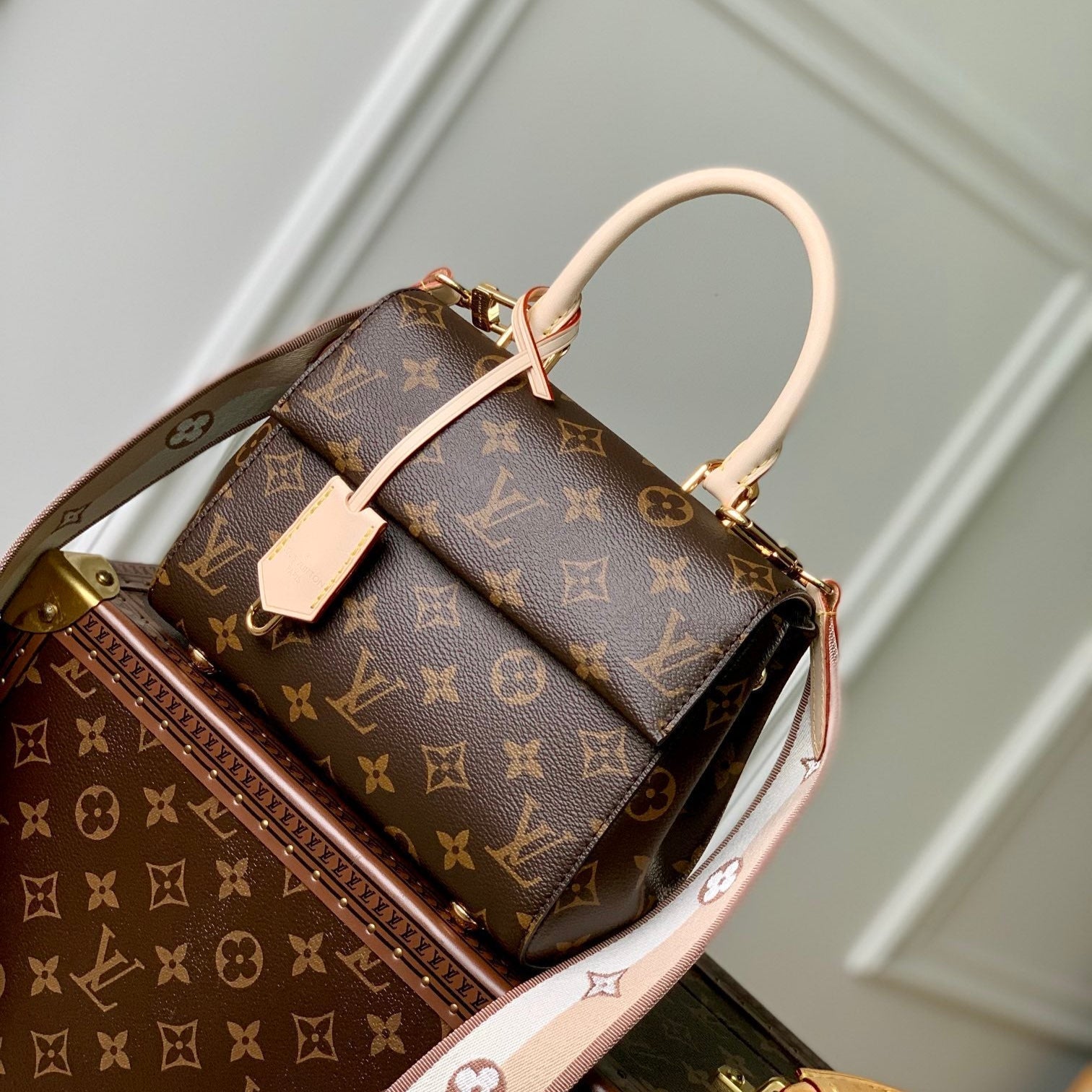 CLUNY MINI 20 EN TOILE MONOGRAMME MARRON