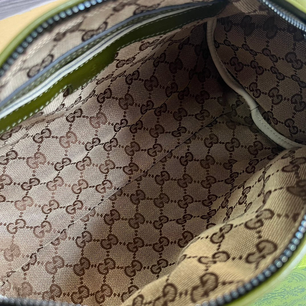 SAC DE VOYAGE GG PETIT 28 EN CUIR DE VEAU SOLIDE VERT MOUSSE