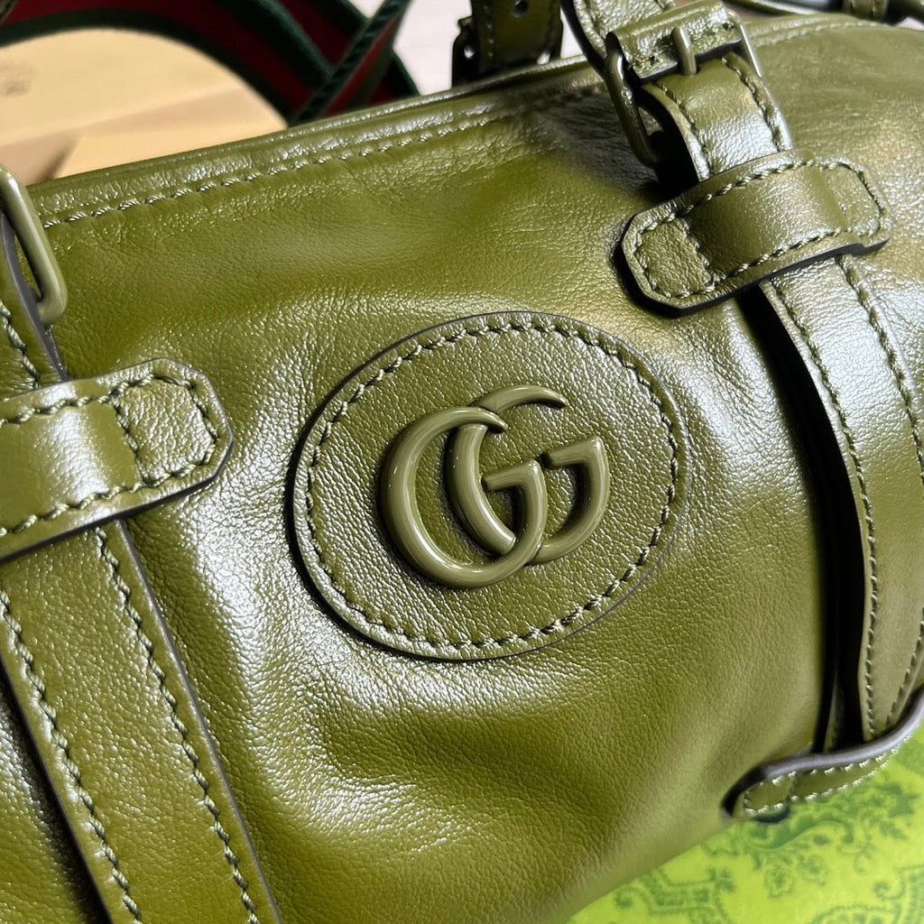 SAC DE VOYAGE GG PETIT 28 EN CUIR DE VEAU SOLIDE VERT MOUSSE