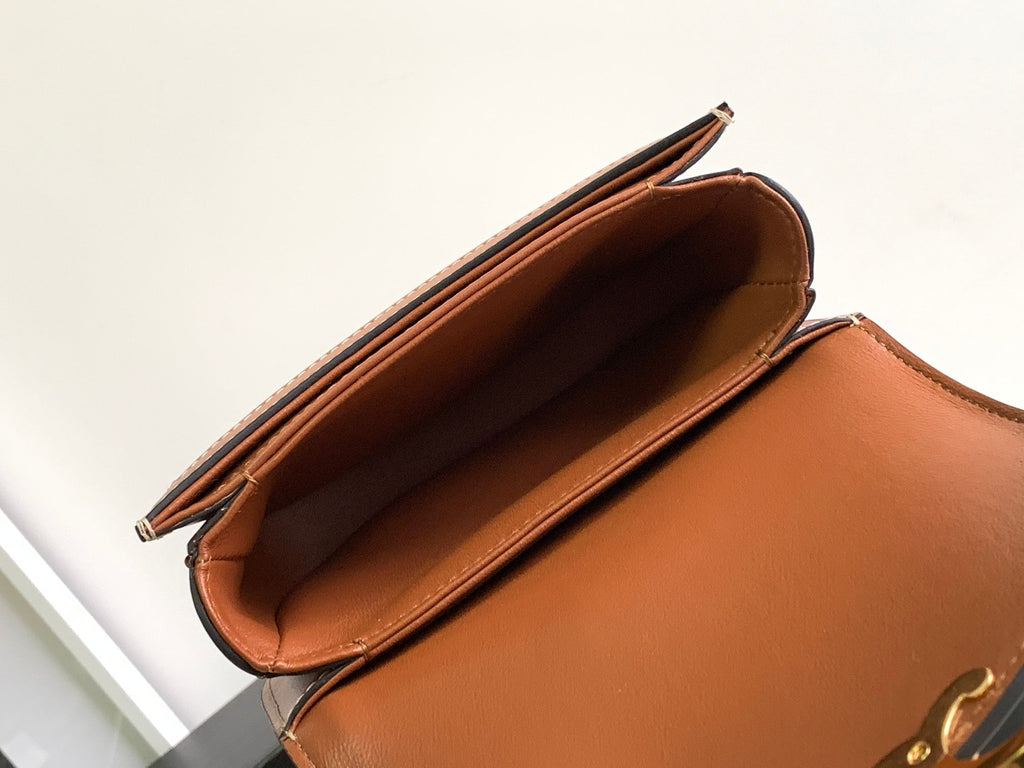 BESACE CHAÎNE ADOLESCENT TRIOMPHE 15,5CM TEXTILE ET CUIR DE VEAU TAN