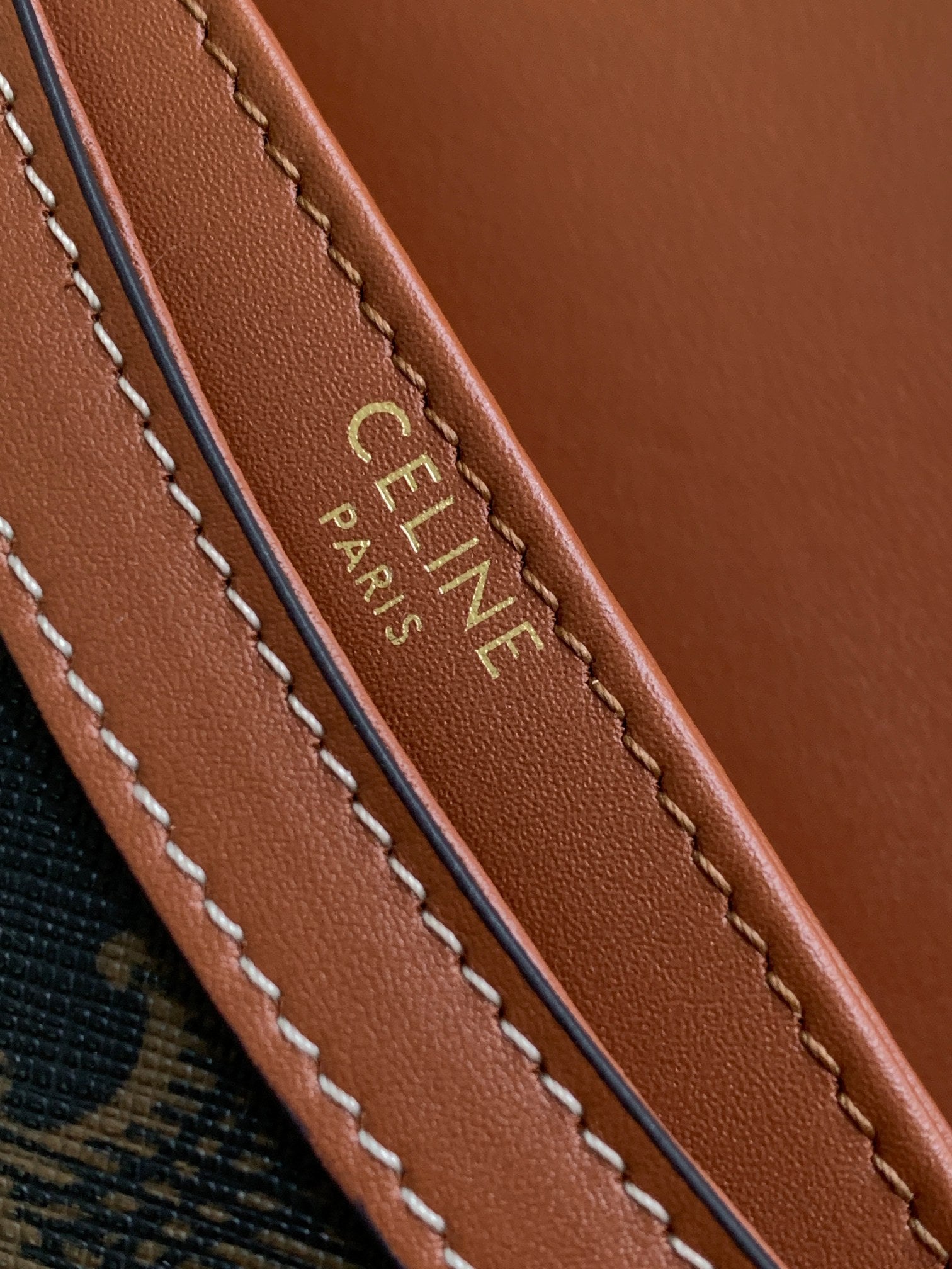 BESACE CHAÎNE ADOLESCENT TRIOMPHE 15,5 CM MONOGRAMME MARRON ET CUIR DE VEAU TAN