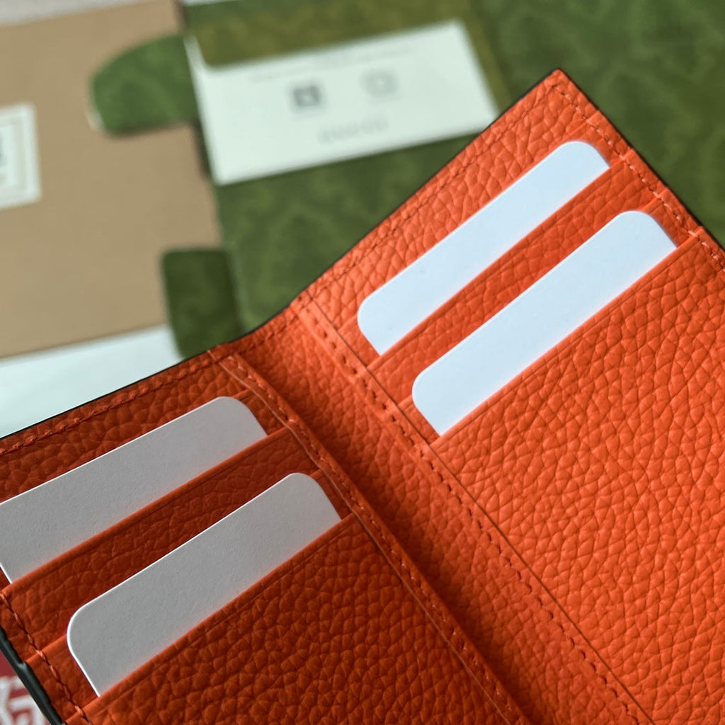 PORTE-CARTES 12 EN CUIR DE VEAU GAUFRÉ ORANGE